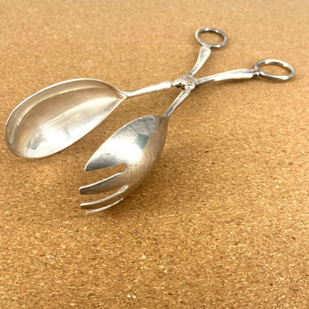 Vintage Salad Tongs Silver Plated Princess House Dinner Serving Spoon Set 10"